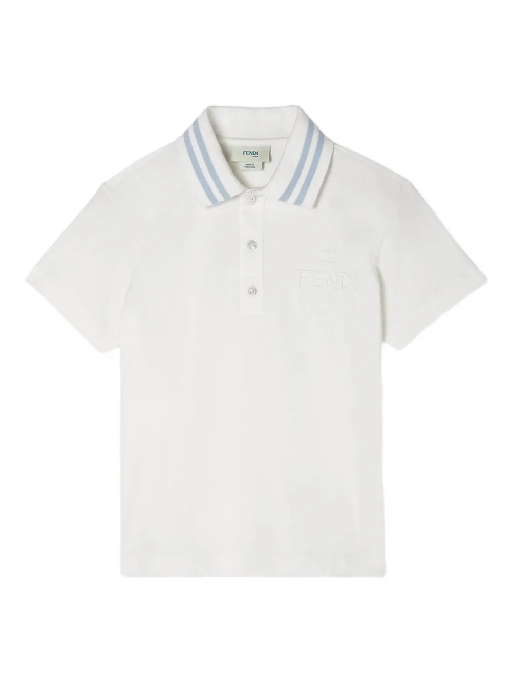 Fendi Kids striped-collar logo polo shirt | White | Image 1