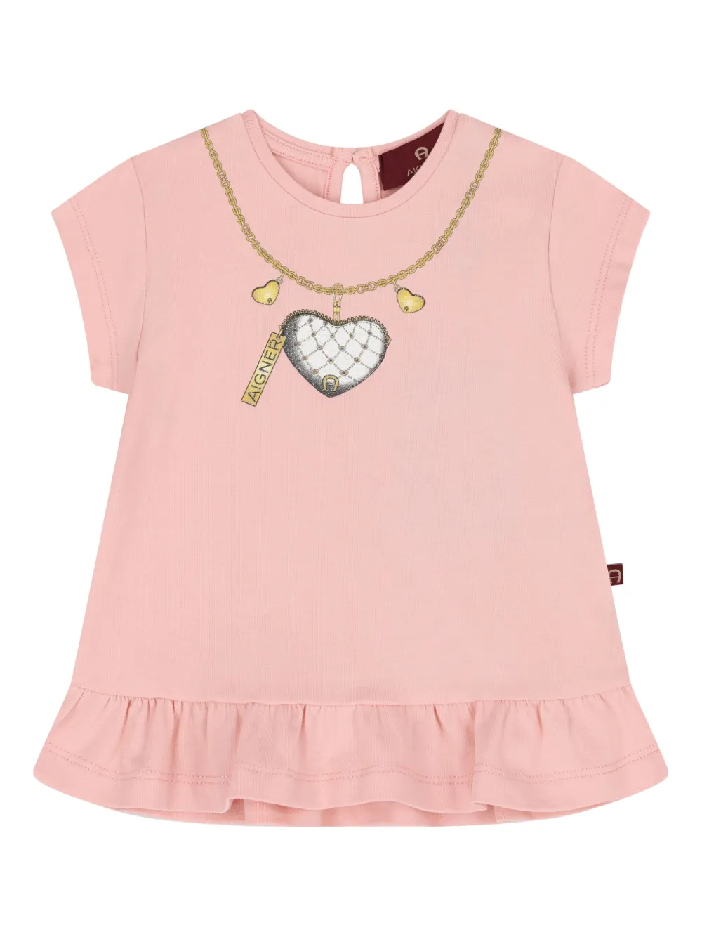 Aigner Kids necklace-print ruffled T-shirt 881
