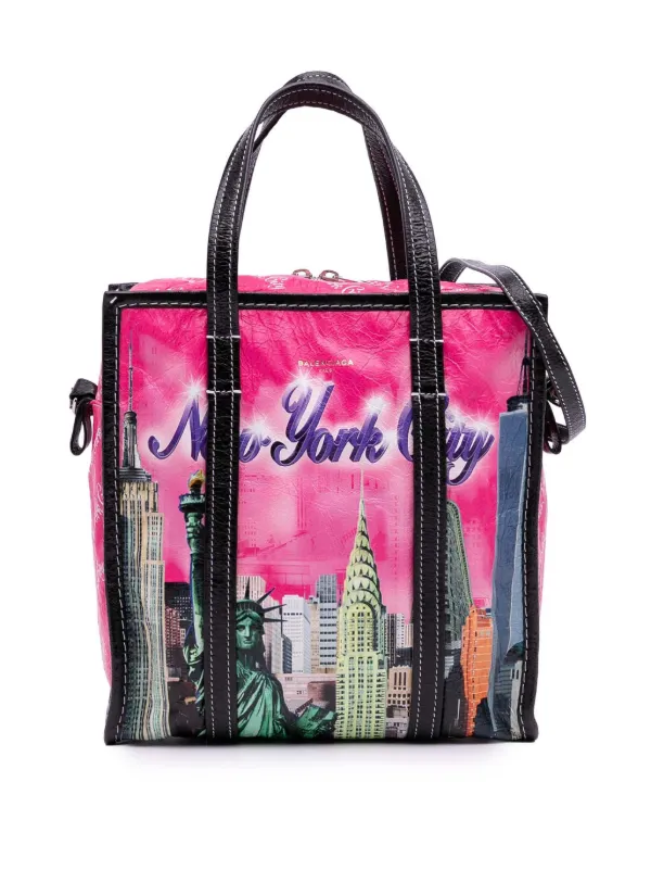 Balenciaga Pre-Owned 2018 S Lambskin NYC Bazar Shopper Satchel Pink  FARFETCH IN