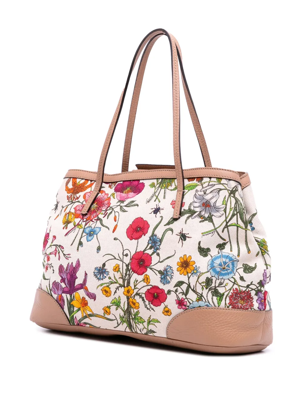 Pre-owned Gucci 2016-2025 Medium Canvas Flora Tote Bag In Multi