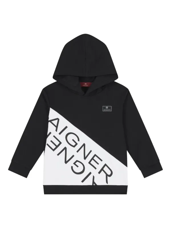 Aigner Kids logo-detail Hoodie Black FARFETCH UK