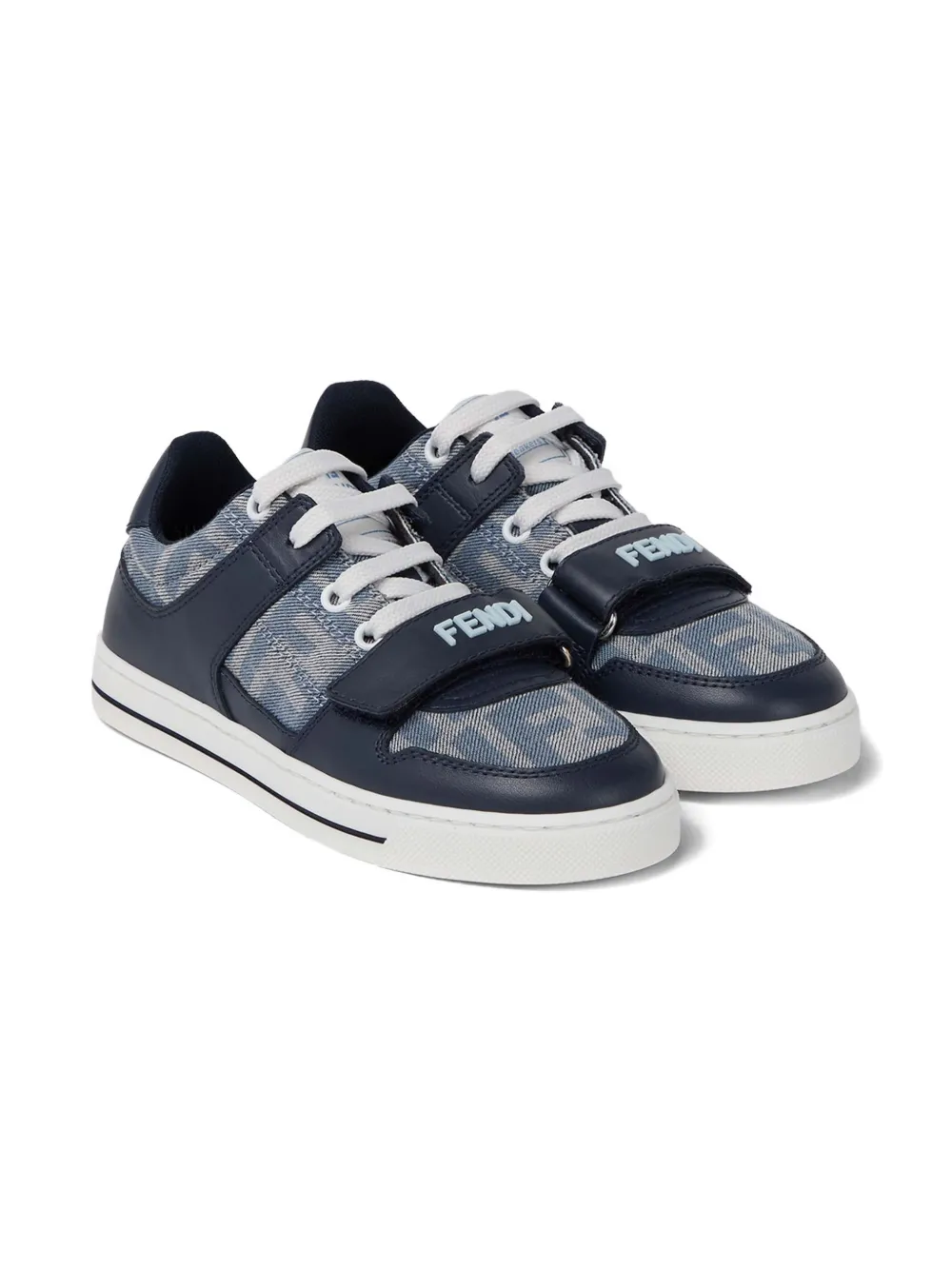Fendi Kids logo strap sneakers - Blu