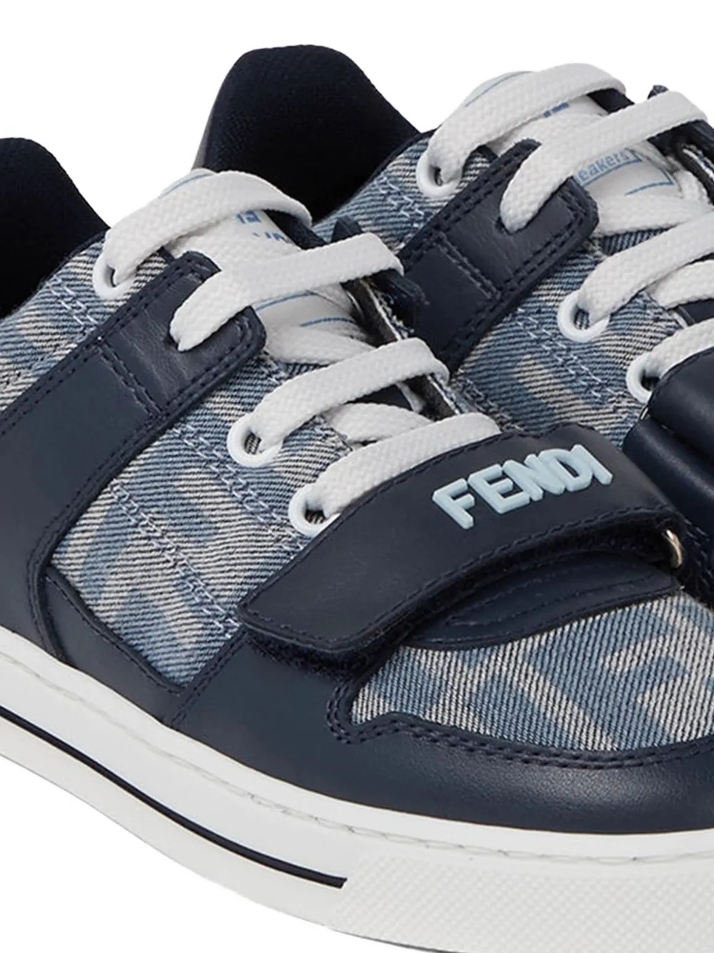 Fendi Kids logo strap sneakers Blauw