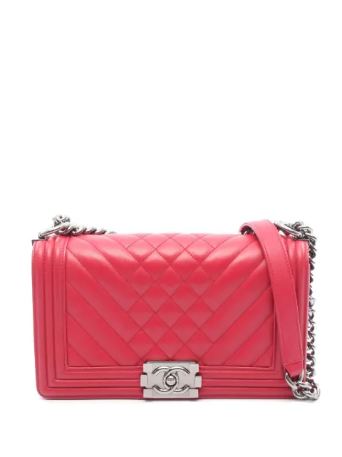 CHANEL Pre-Owned 2014 Old Medium Quilted Lambskin Boy Flap crossbody bag