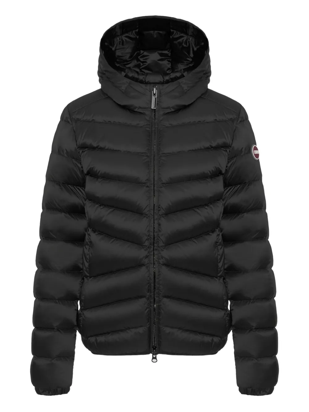 hooded chevron-quilted jacket