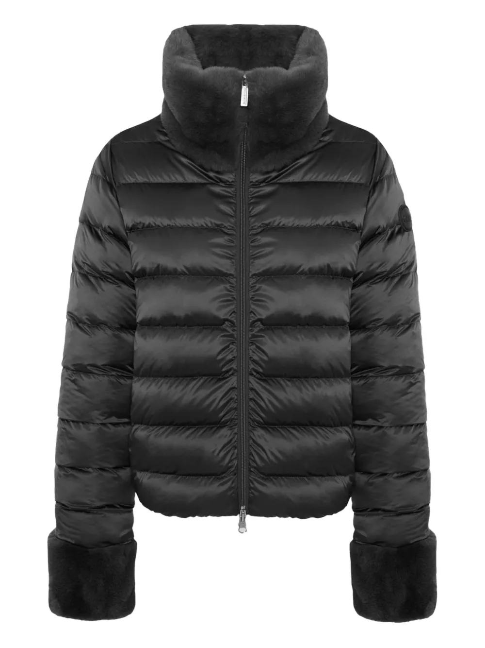 reversible high-neck faux-fur down jacket