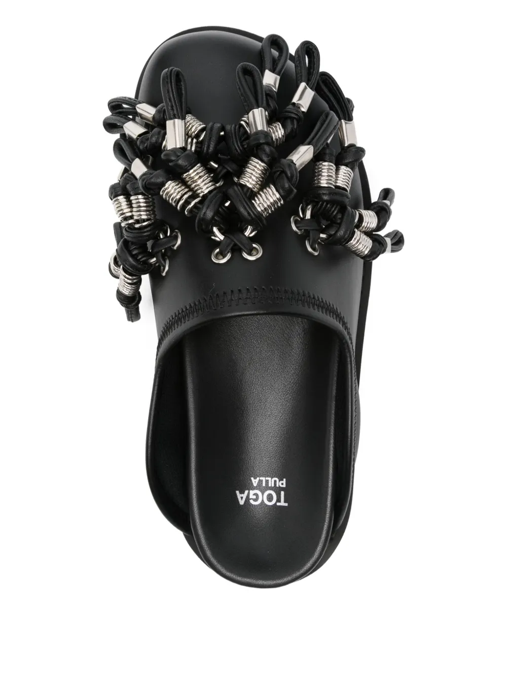 Toga Tassel-embellished Leather Mules In Black
