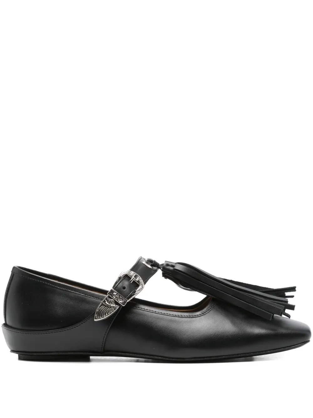 Toga Buckle-fastening Tassel Ballet Flats In Black