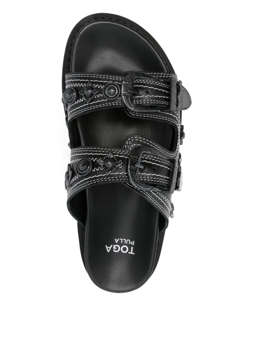 Toga Embellished-buckle Sandals In Black