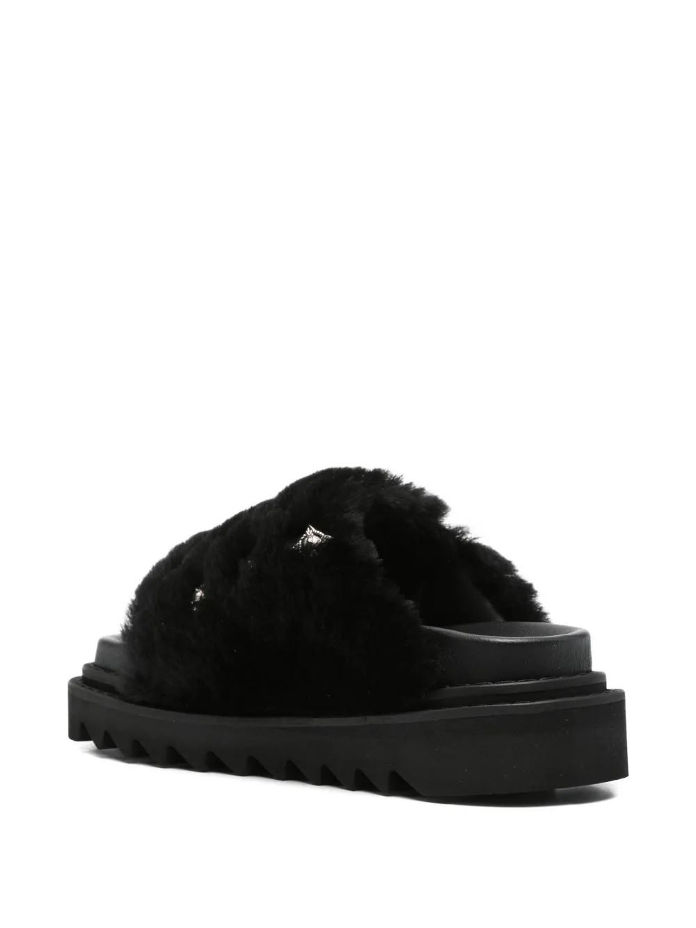 Toga 40mm Shearling Studded Sandals In Black