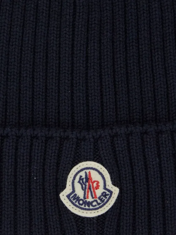 Moncler Enfant ロゴパッチ ビーニー | ブルー | FARFETCH JP
