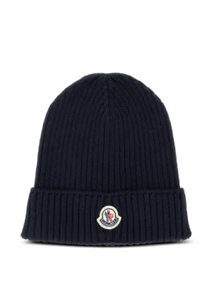 Moncler Enfant リブニット ビーニー | ブラック | FARFETCH JP