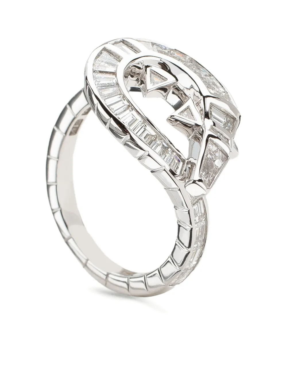 Bibi Van Der Velden 18k White Gold Alligator Twist Diamond Ring In Silver