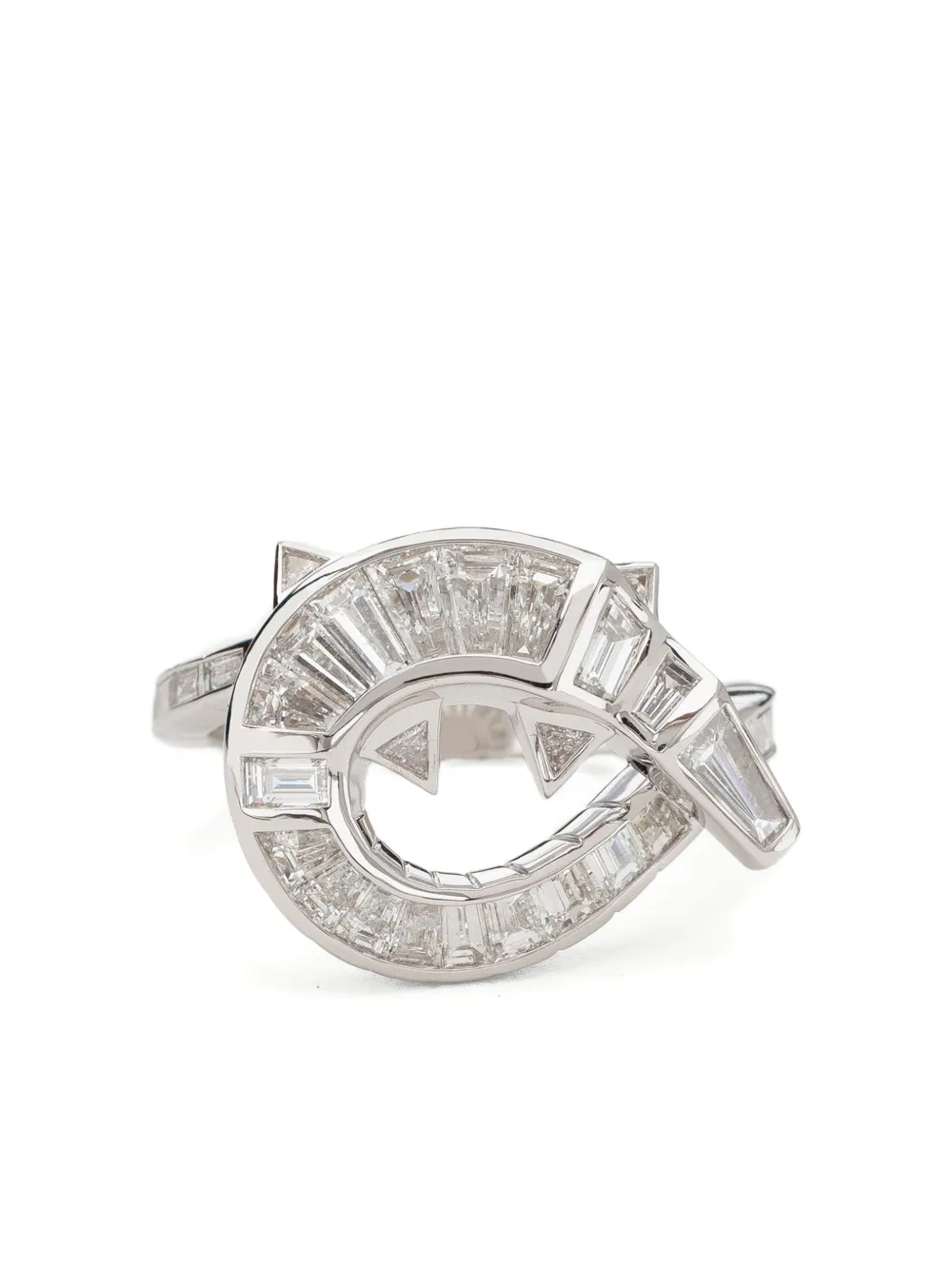 Bibi Van Der Velden 18k White Gold Alligator Twist Diamond Ring In Metallic