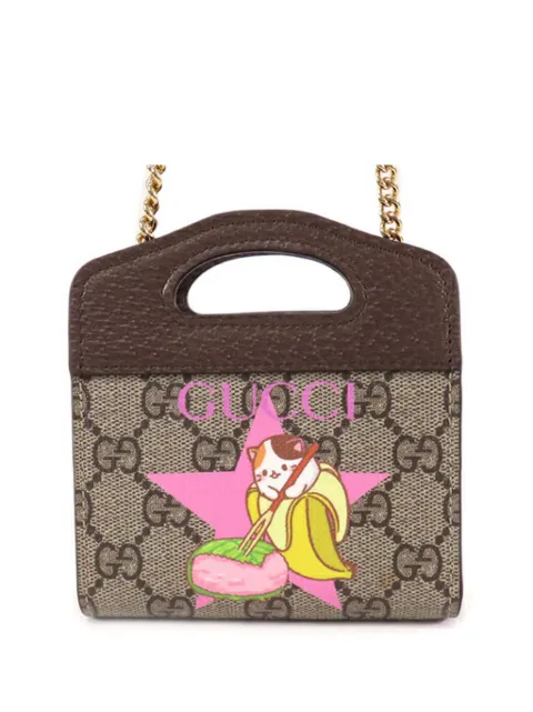 Gucci Pre-Owned 2016-2025 Mini GG Supreme Star Bananya Wallet on Chain satchel