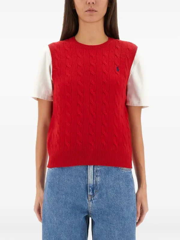 Polo Ralph Lauren Chaleco En Tejido De Ochos Rojo FARFETCH MX