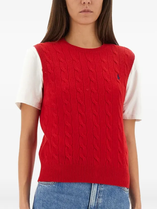 Polo Ralph Lauren Chaleco En Tejido De Ochos Rojo FARFETCH MX