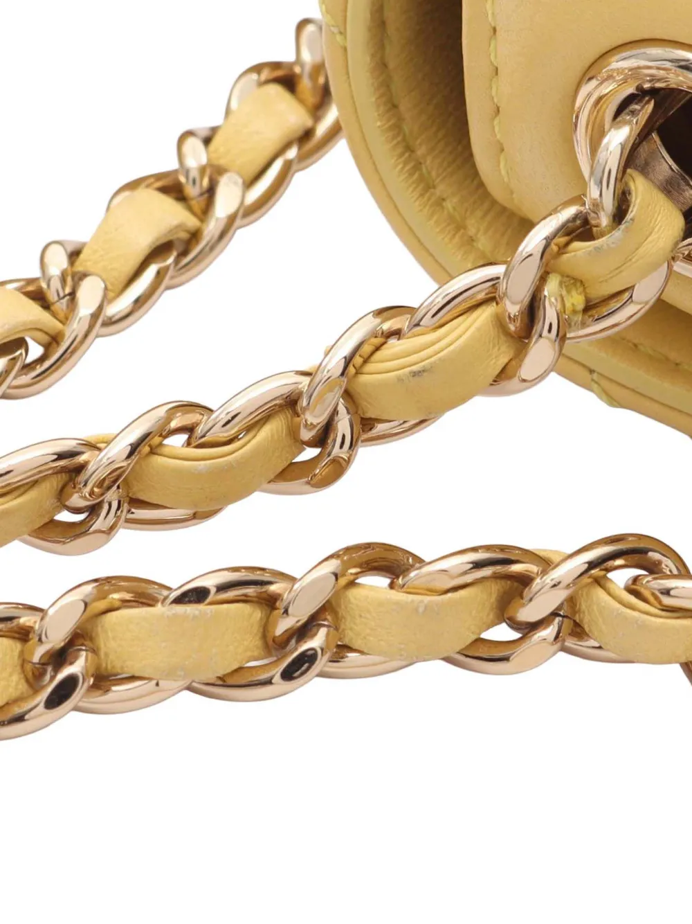 Pre-owned Chanel 2019 Quilted Lambskin Side Packs Flap Crossbody Bag In Yellow