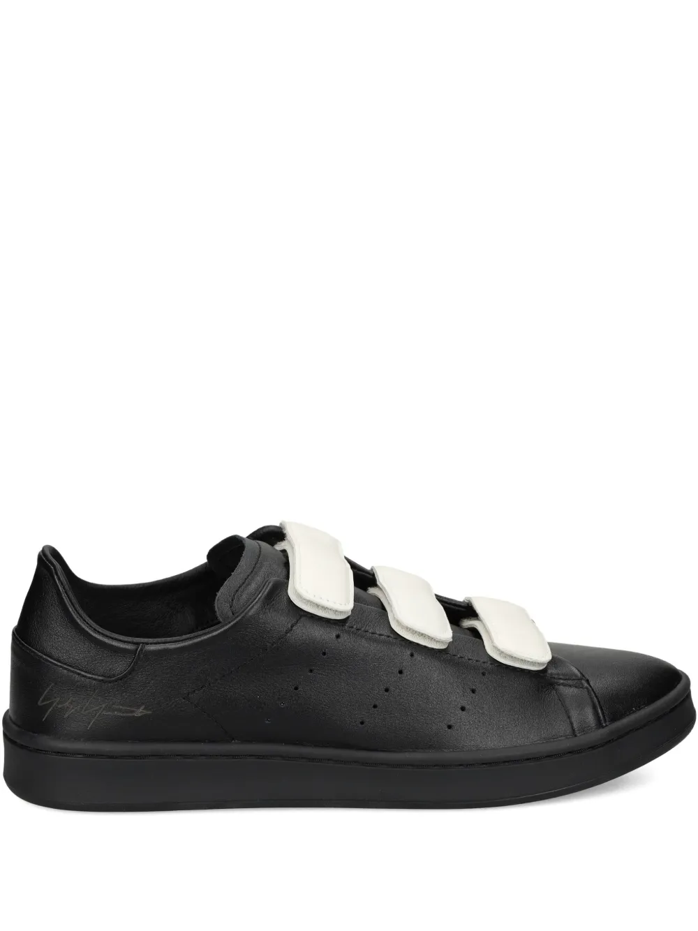 Y-3 leather strap sneakers Black