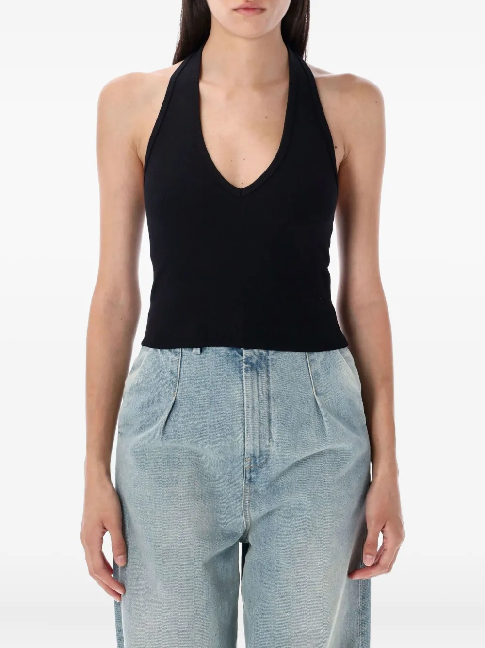 ETERNE halter-neck ribbed top