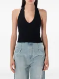 ETERNE halter-neck ribbed top - Black