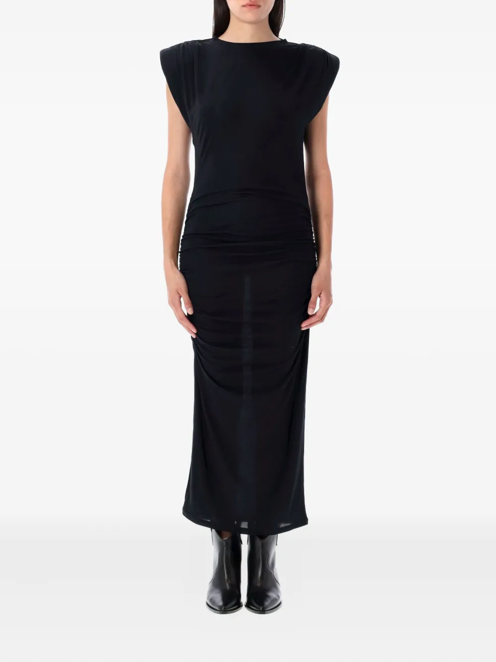 MARANT ÉTOILE padded-shoulder midi dress
