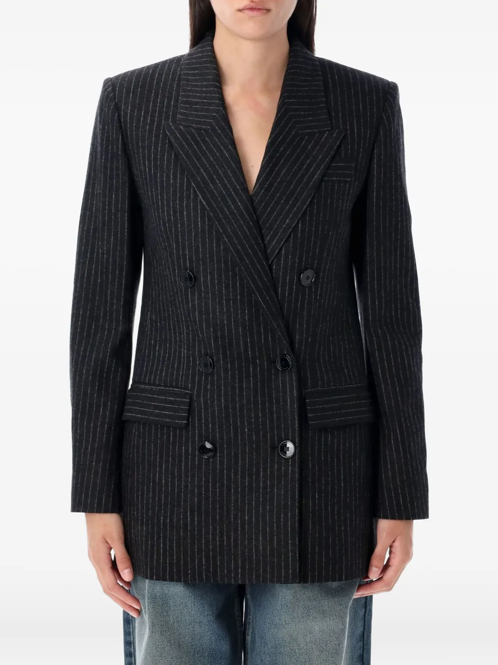 ISABEL MARANT pinstripe-pattern double-breasted blazer Grijs