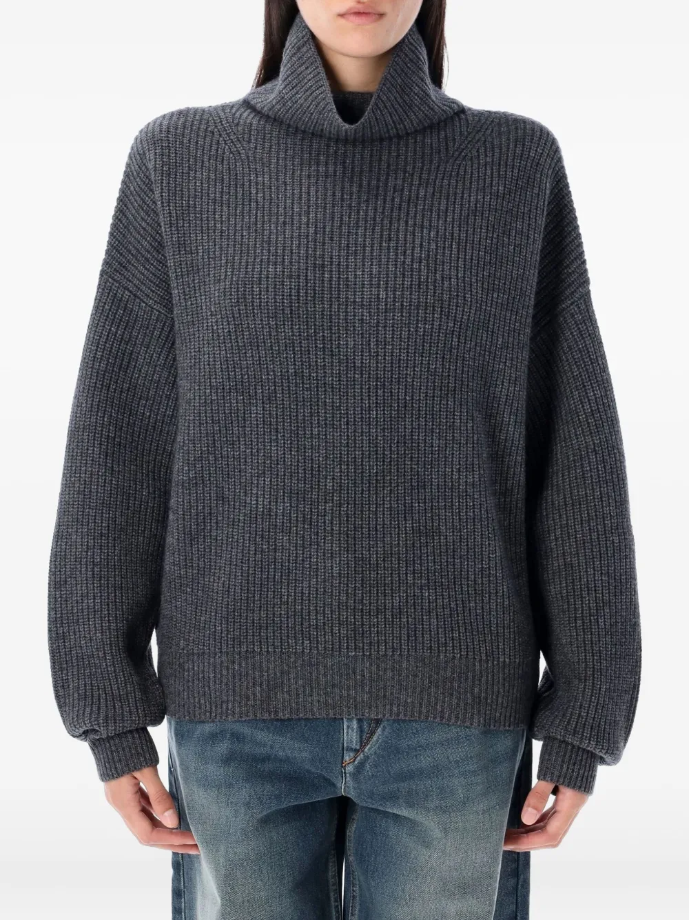 Isabel Marant High-neck Ribbed Knit In Gray
