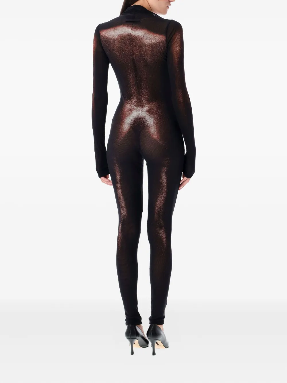 Jean Paul Gaultier mesh body-print jumpsuit - Zwart