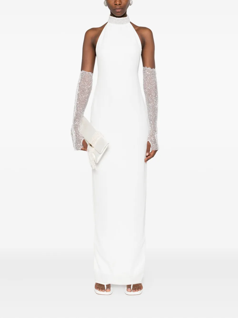 Vestiaire d'un Oiseau Libre halter-neck embellished dress - Wit
