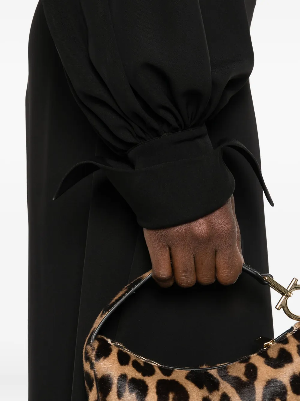 Vestiaire d'un Oiseau Libre Venice flared midi-jurk met V-hals Zwart