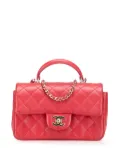 CHANEL Pre-Owned 2021-2025 Mini Rectangular Lambskin Top Handle Single Flap satchel - Red