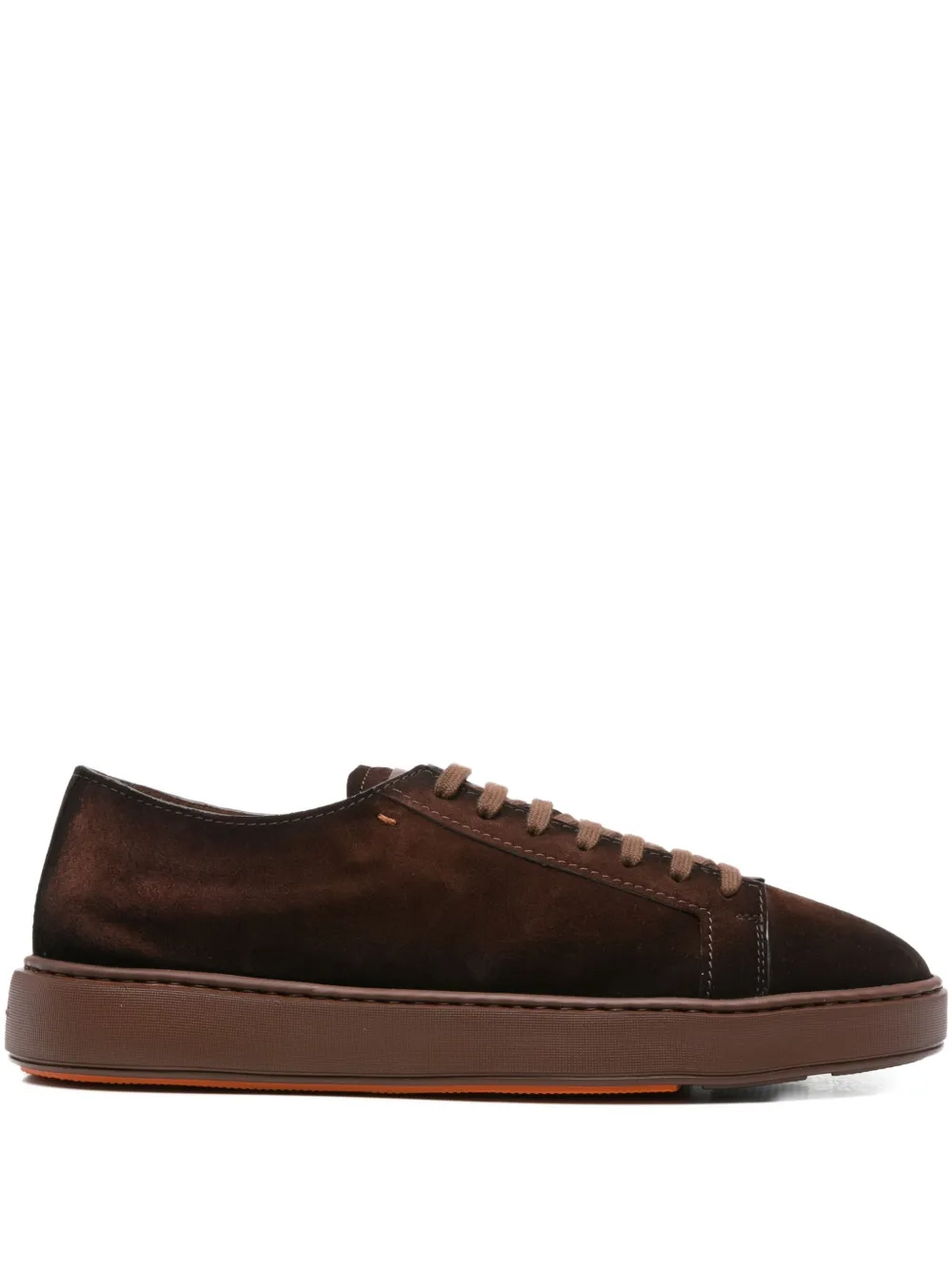 Santoni suede lace-up sneakers Brown