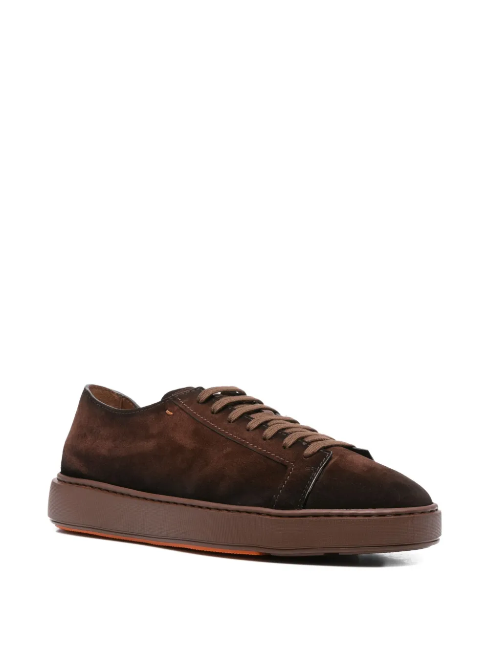 Santoni suede lace-up sneakers Brown