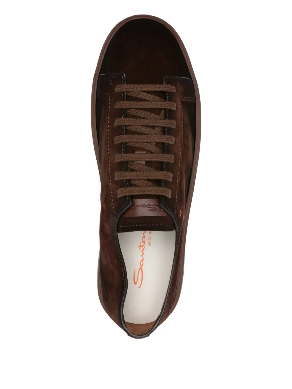 Santoni suede lace-up sneakers Brown