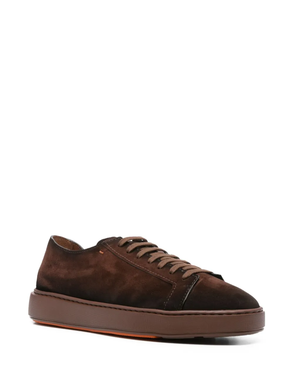 Santoni suede lace-up sneakers Brown