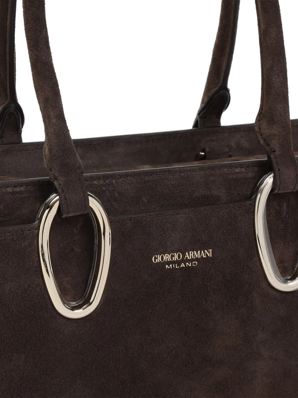 Giorgio Armani Suède schoudertas met ringdetail Bruin