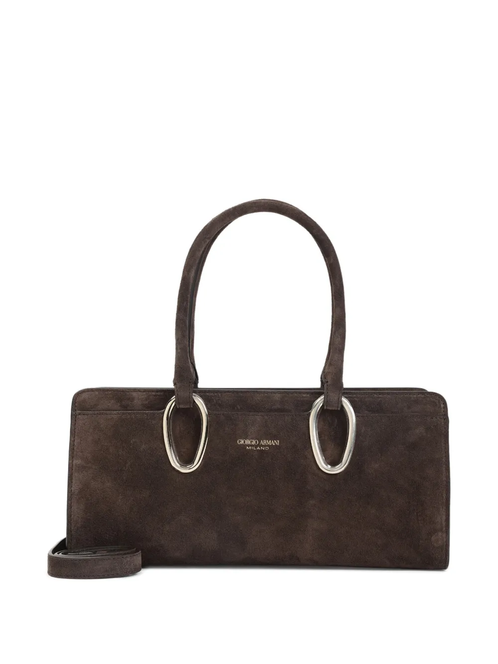 Giorgio Armani Suède schoudertas met ringdetail Bruin