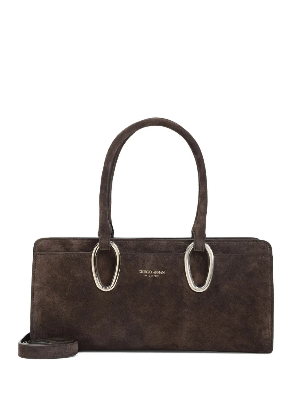 Giorgio Armani Suède schoudertas met ringdetail Bruin