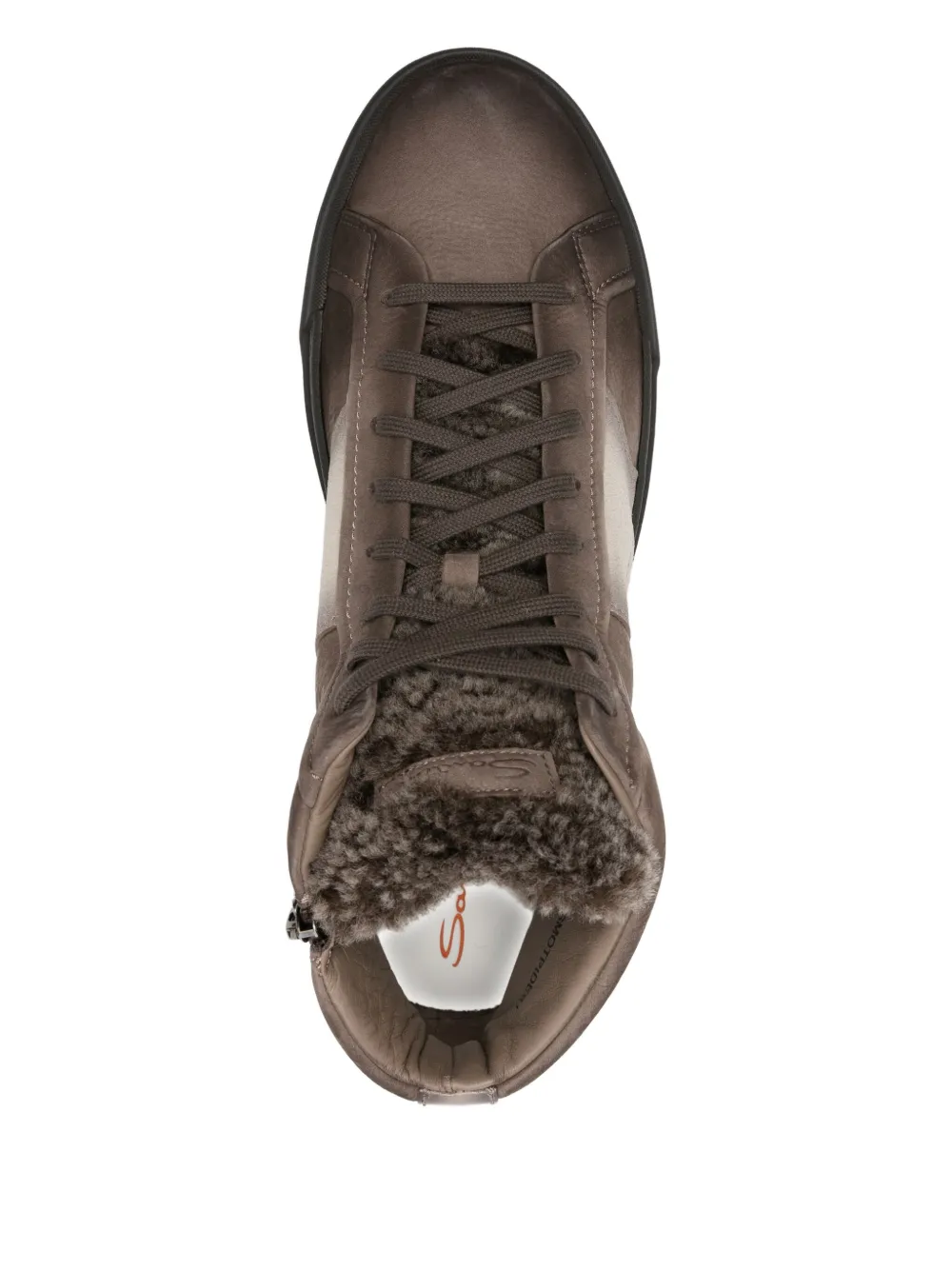Santoni leather shearling sneakers Bruin