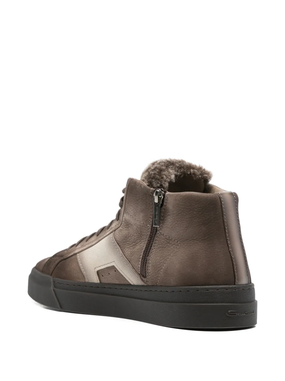 Santoni leather shearling sneakers Bruin