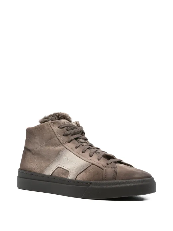 サントーニ ハイカット レザースニーカー ブラウン 茶革靴 Santoni