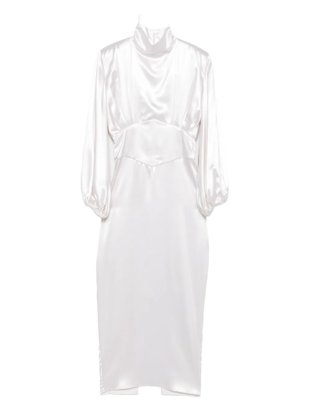 Vestiaire D'un Oiseau Libre All About Eve High-neck Puff-sleeve Midi Dress In White