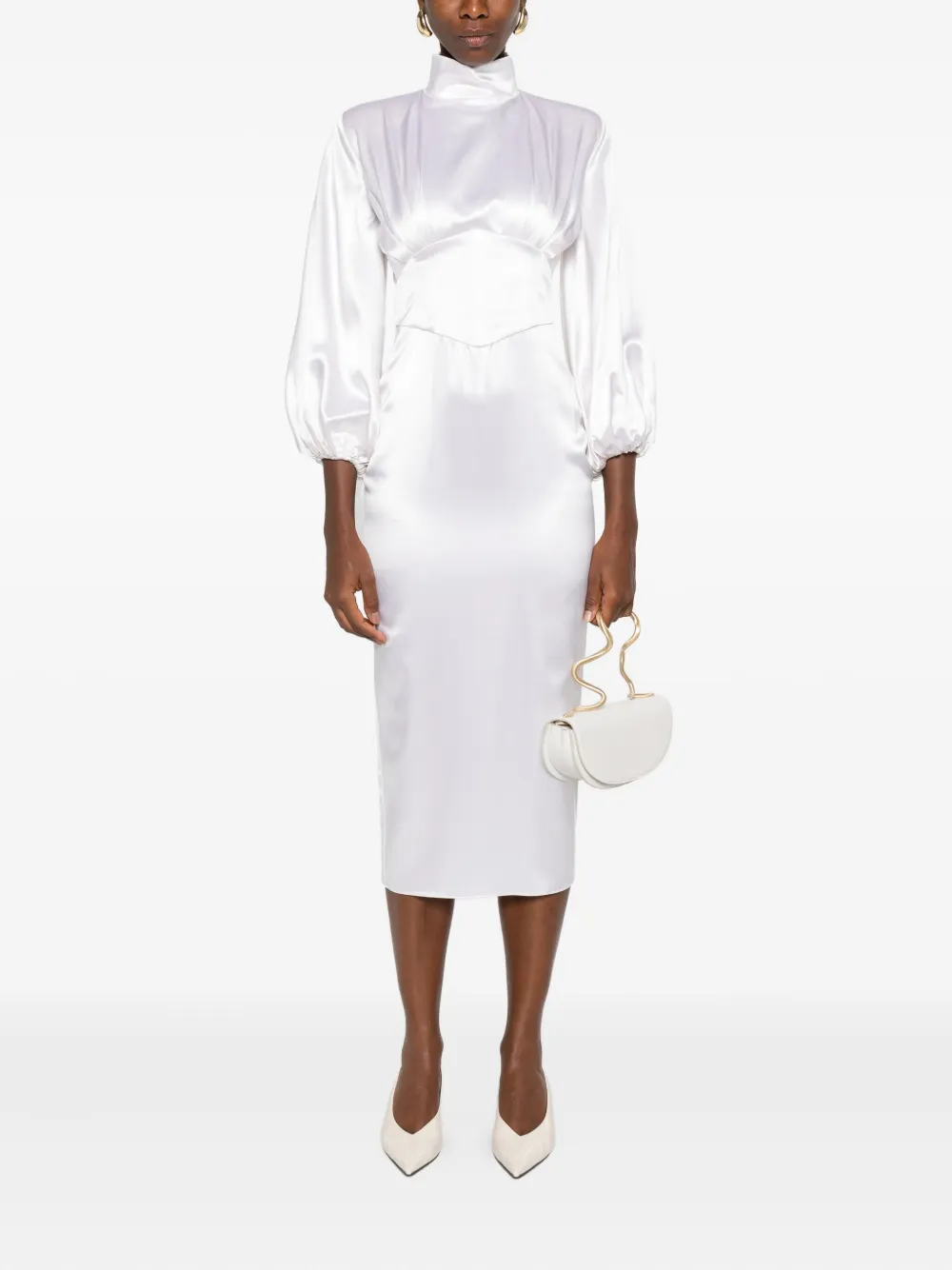 Vestiaire d'un Oiseau Libre All About Eve high-neck puff-sleeve midi dress | Cocktail & Party Dresses | Image 2