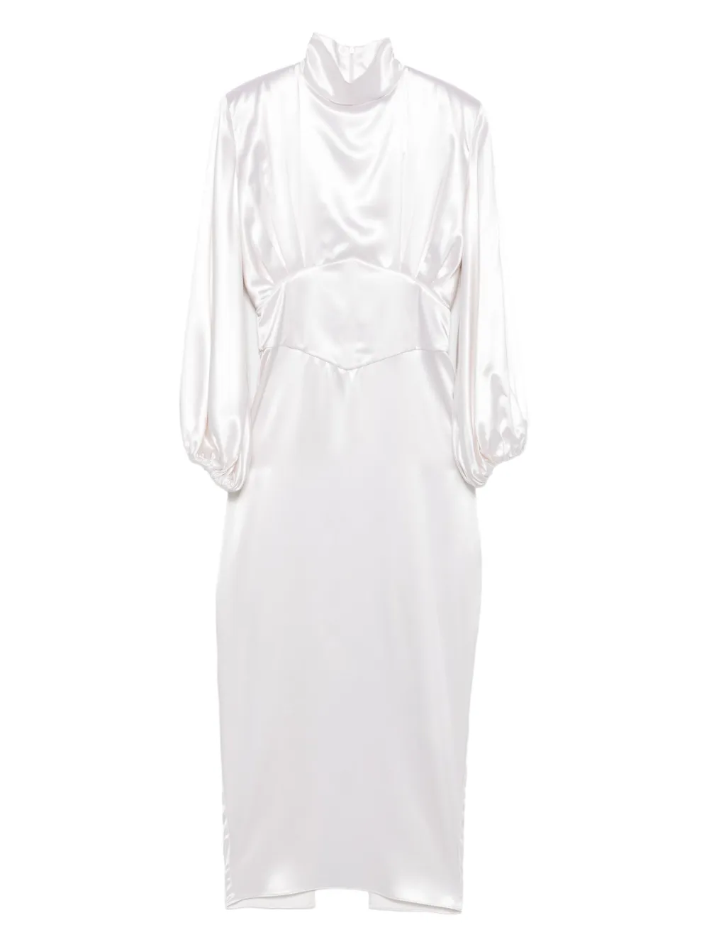 Vestiaire d'un Oiseau Libre All About Eve high-neck puff-sleeve midi dress | White | Image 1