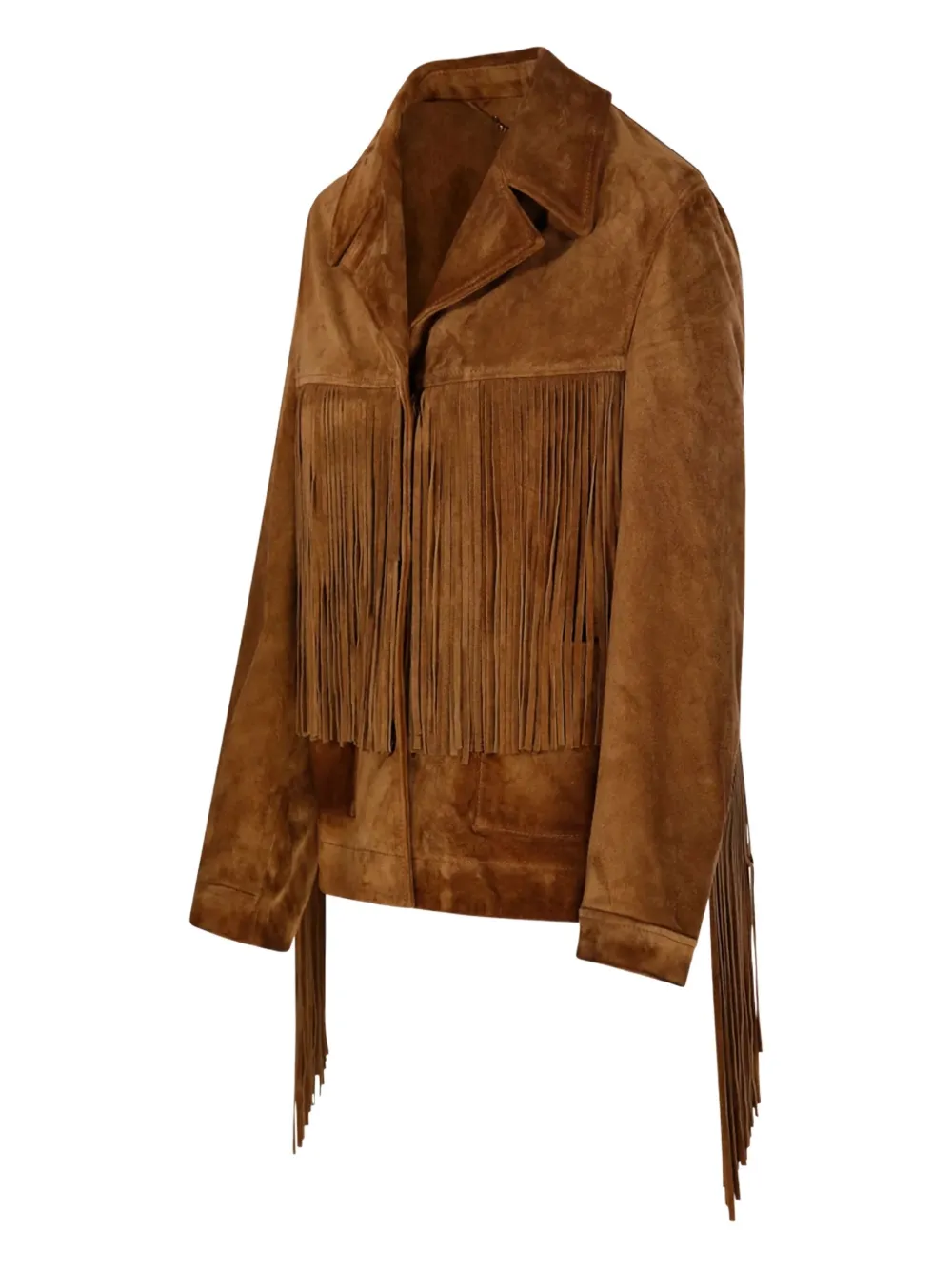 Golden Goose Fringe Suede Jacket In Brown