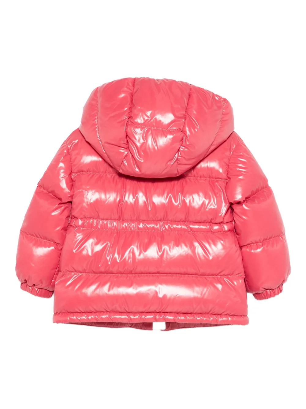 Moncler Enfant hooded shiny puffer jacket Roze
