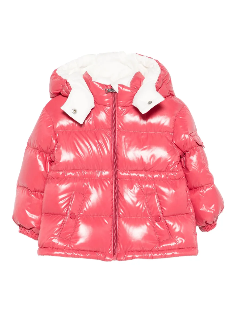 Moncler Enfant Glanzend donsjack met capuchon Roze