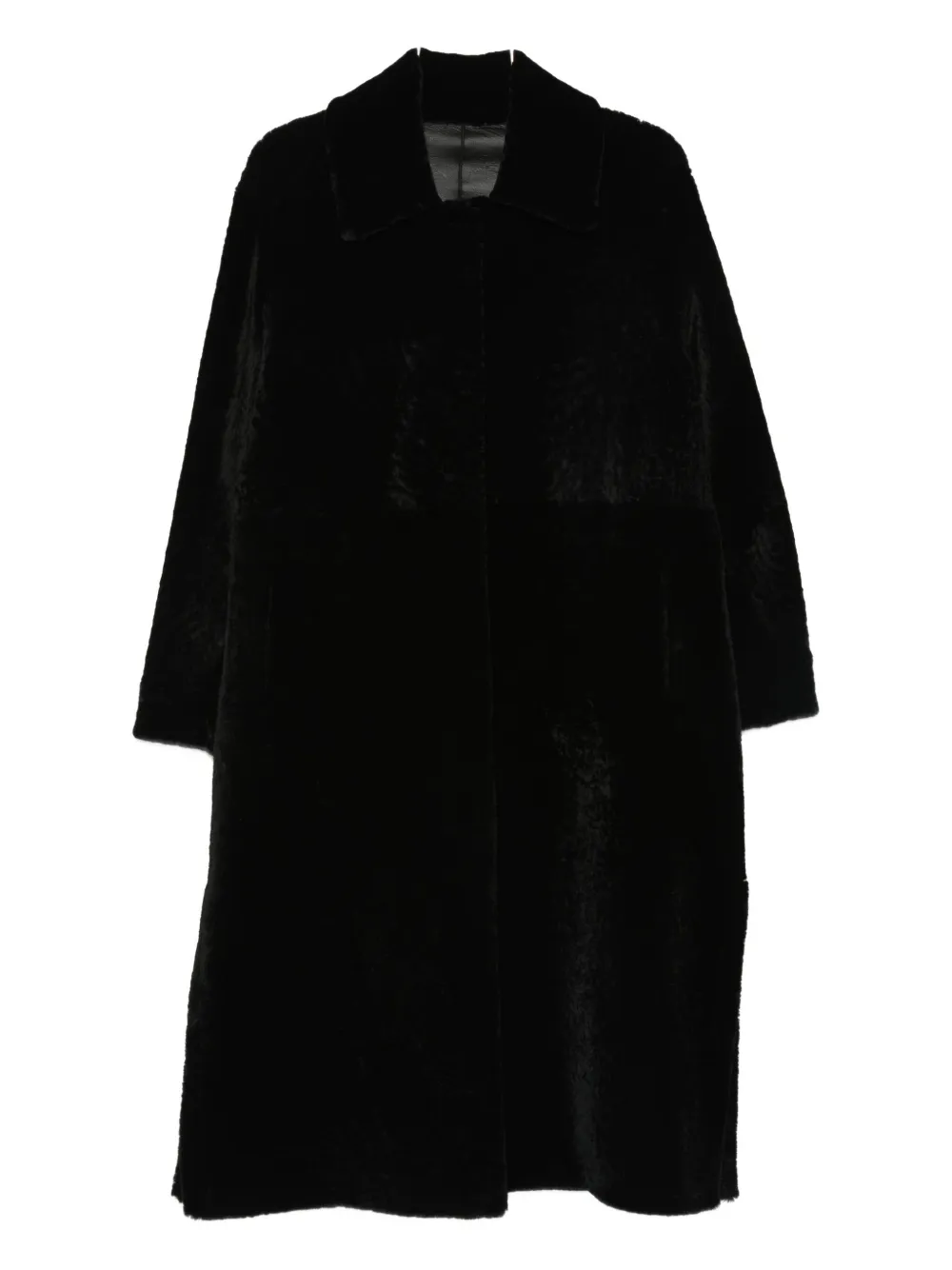 Manzoni 24 Shearling Collared Coat In Black
