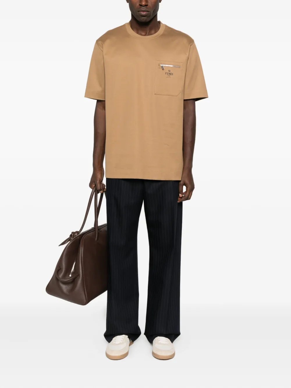 FENDI T-shirt met ritszak - Bruin